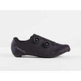 Trek Velocis unisex road cycling shoes in black, red, and white, EU sizes 36-48, with breathable mesh and secure strap closure.