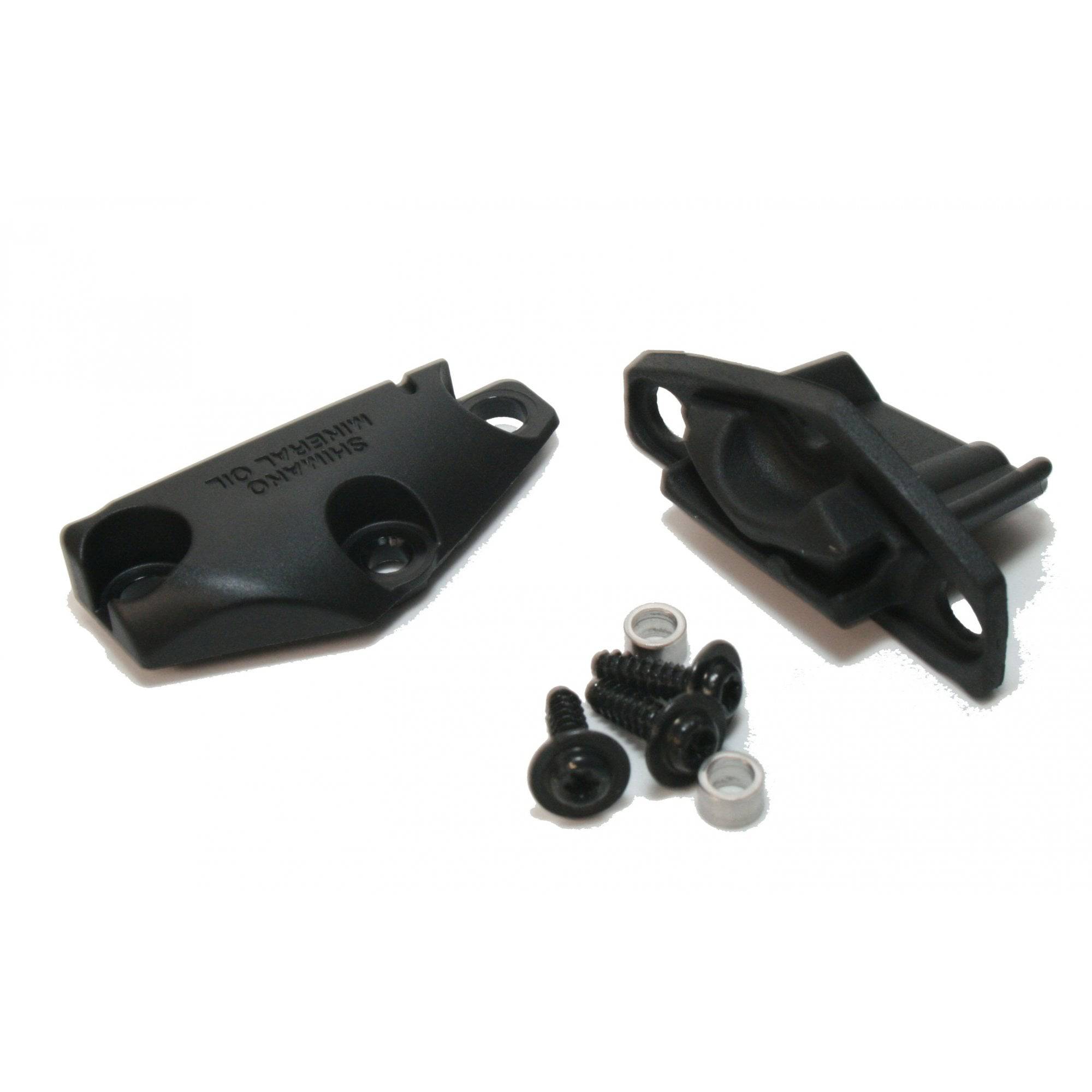 Shimano Spares ST-R9120 left hand lid unit for shifter components, shows replacement part with ergonomic design and branding.