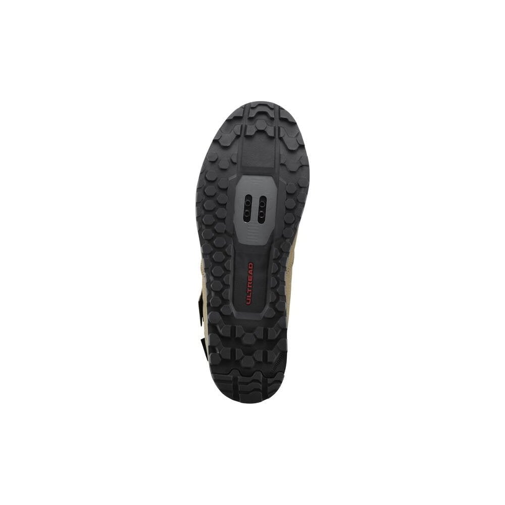 Shimano GE5 gravel shoes with SPD cleat compatibility and Enduro rubber sole, designed for cycling and outdoor riding.