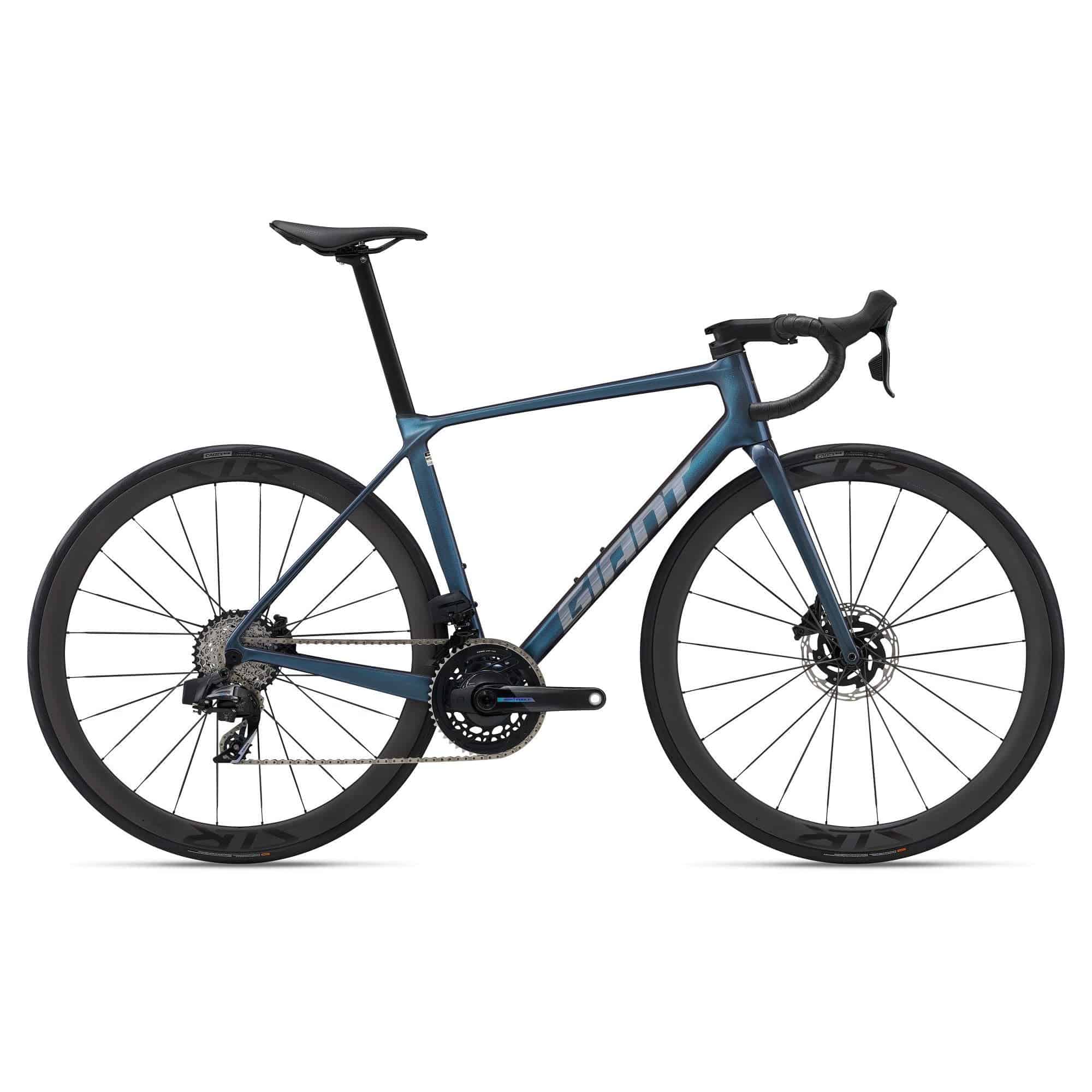 Giant TCR Advanced Pro 0 AXS road bike with SRAM Force eTap, aerodynamic racing design, carbon frame, and racing wheels.