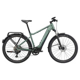 Giant Explore E+ 1 GTS electric hybrid bike with Shimano Deore Linkglide drivetrain and disc brakes, shown from side view.