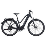 Giant Explore E+ 2 STA 2023 electric hybrid bike with Shimano Alivio M2020 drivetrain and disc brakes, front view.