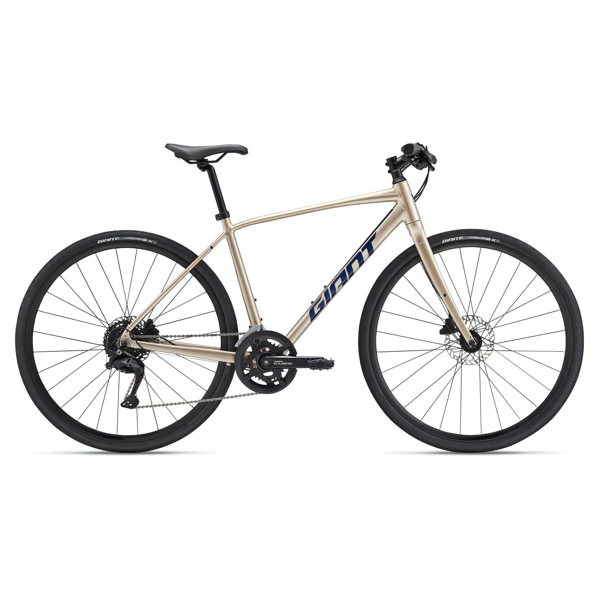 Giant Escape Disc 1 hybrid bike for unisex riding, featuring Shimano CUES U3000 drivetrain and disc brakes.
