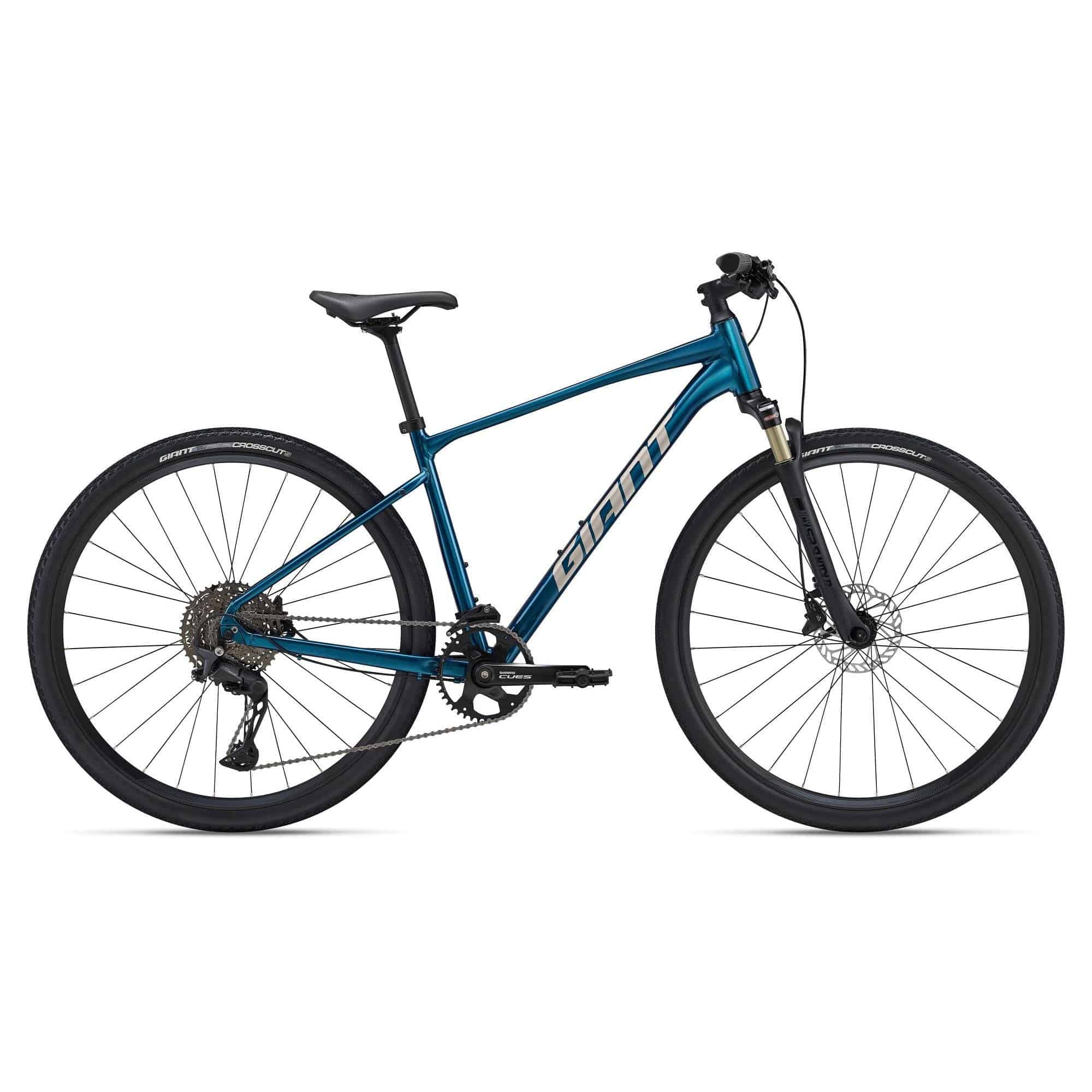 Giant Roam Disc 0 hybrid bike with Shimano CUES U6000 drivetrain and XL frame, showing the bike's frame and drivetrain details.