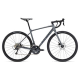 Giant Contend AR 3 2024 road bike with Shimano Sora disc brakes, unisex frame, black and red design, ready for cycling.