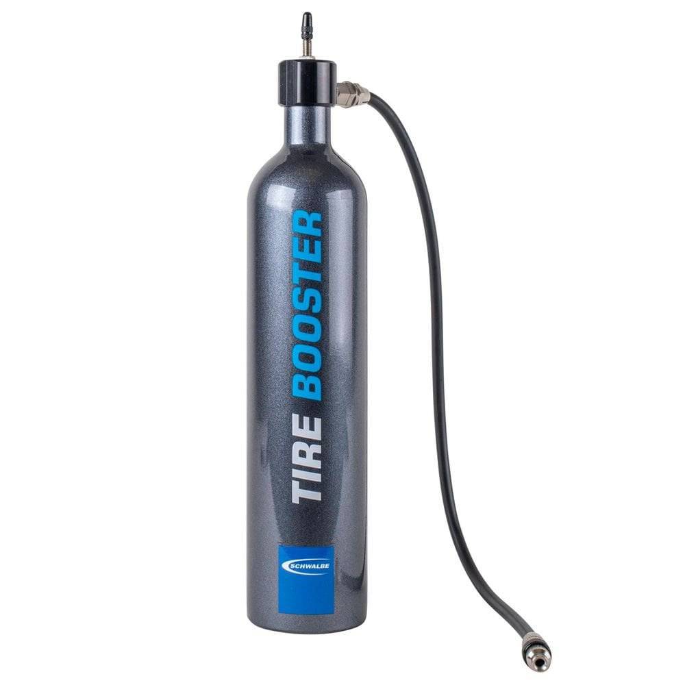 Schwalbe Tyre Booster hand pump for rapid tubeless tyre inflation and assembly, accessory tool for bicycle tyres.