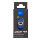 Schwalbe Airmax Pro digital pressure gauge with tube spares for bicycle valves and suspension components.