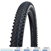 Schwalbe Racing Ray Evo Super Ground TLE folding front tire for e-bike, showing tread pattern and sidewall details.