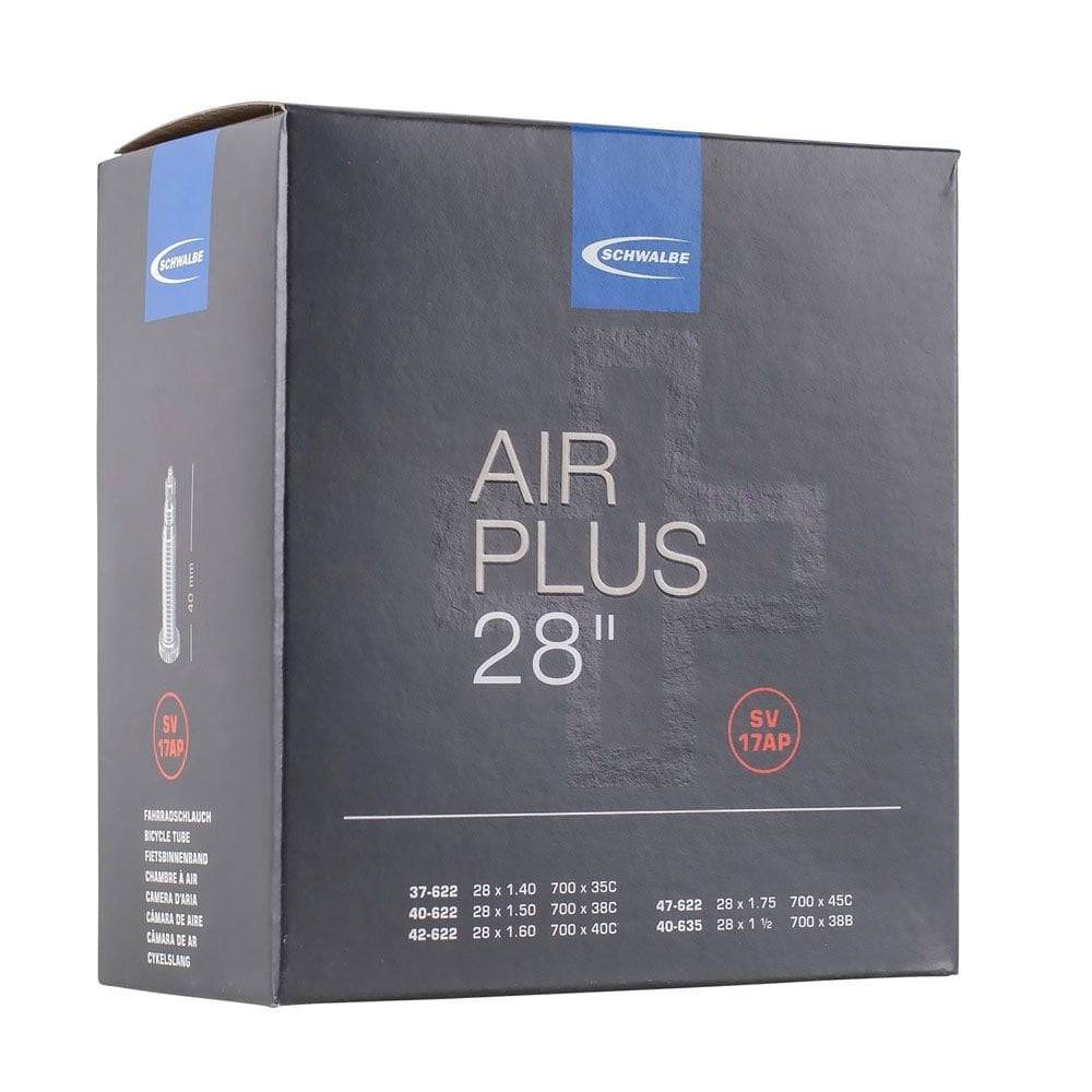 Schwalbe Air Plus inner tube for bicycles with 40mm valve, durable and puncture-resistant bike tube component.
