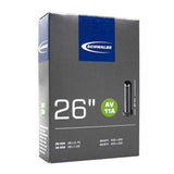 Schwalbe AV inner tube with Schrader valve for bicycle, leak-tested, durable, recyclable bike component.