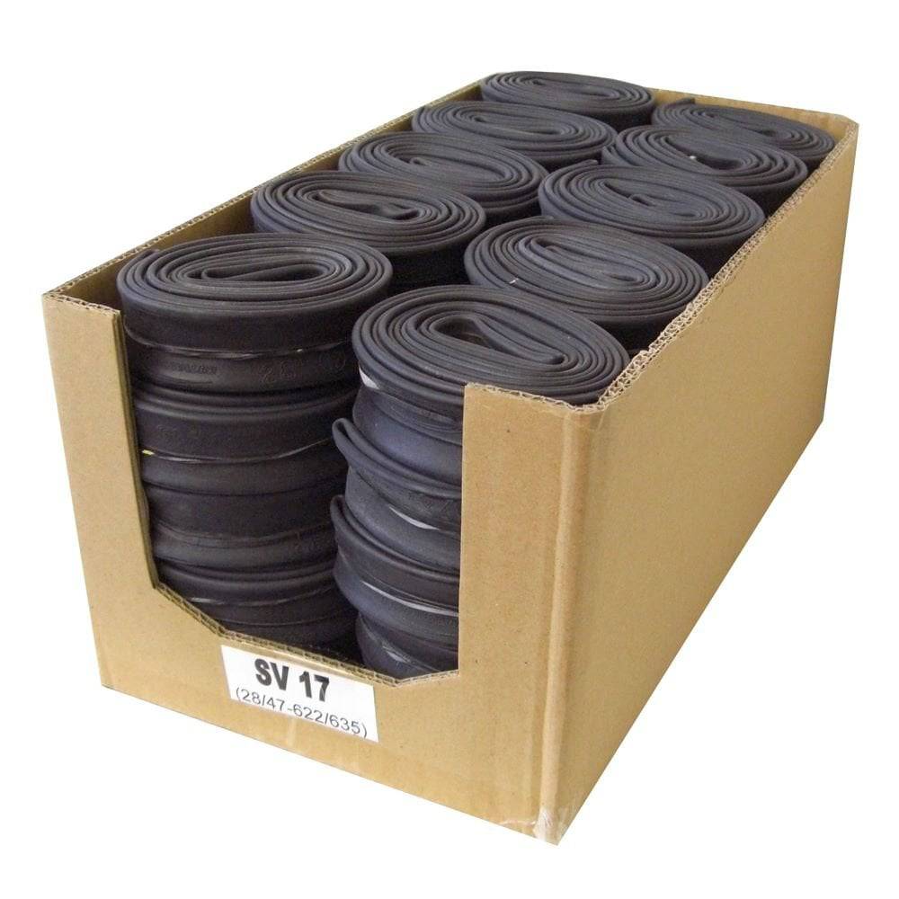 Schwalbe AV inner tube with Schrader valve, leak-tested and durable bicycle component, recyclable and suitable for bike tires.