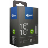 Schwalbe AV inner tube with Schrader valve, leak-tested, durable, recyclable bicycle component for reliable inflation.