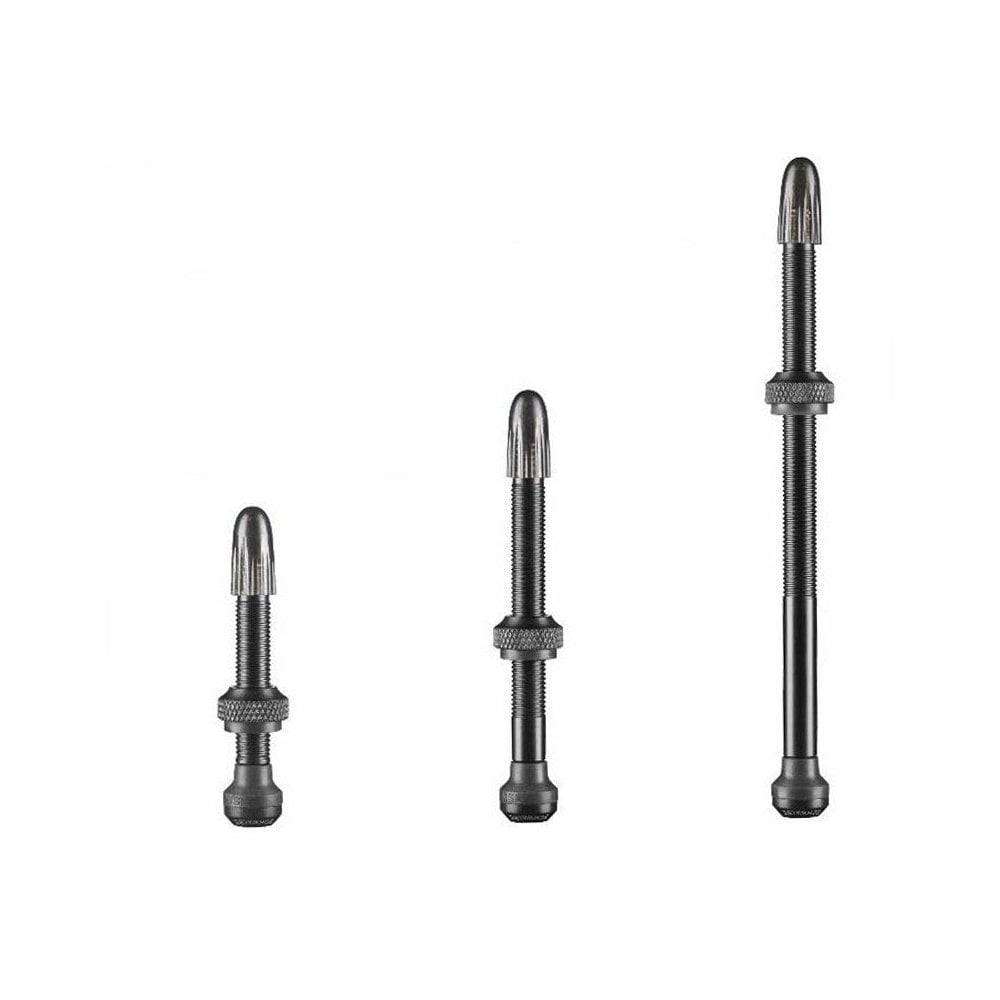 Schwalbe Utlv tubeless valves with 40mm, 60mm, and 100mm stems for bike wheels, showing various length options and valve details.