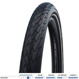Schwalbe Green Marathon bike tire with puncture protection, eco-friendly design, suitable for bikes and e-bikes.