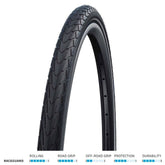 Schwalbe Marathon Racer RaceGuard E-bike tire showing tread pattern and sidewall with branding for fast, puncture-resistant cycling.