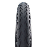 Schwalbe Marathon Greenguard E-Bike tyre with puncture protection and reflective stripe, showing tread pattern and sidewall details.