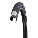 Schwalbe Road Cruiser Plus tyre with puncture protection and eco-friendly compound, showcasing its durable rubber tread and sidewall.