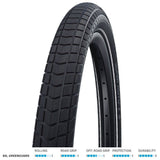 Schwalbe Super Moto-X E-Bike tyre with 3mm Green Guard puncture protection, showing tread pattern and sidewall details.