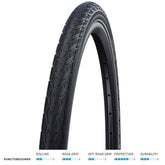 Schwalbe Delta Cruiser Plus puncture-resistant city and touring bike tire mounted on a bicycle wheel.