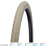 Schwalbe Delta Cruiser Plus puncture-resistant city and touring bike tyre, suitable for e-bikes, shown mounted on a bicycle wheel.