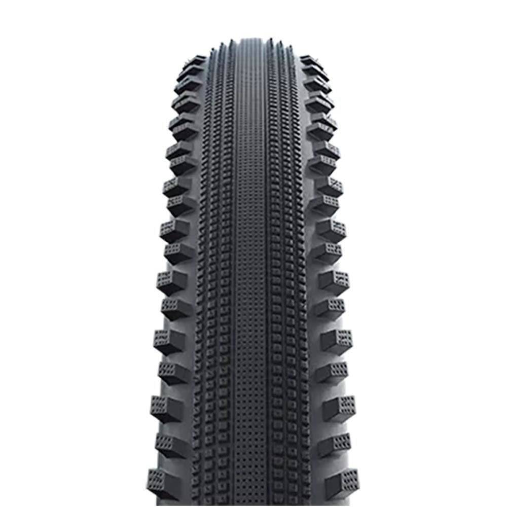 Schwalbe Hurricane Addix Performance e-bike tyre showing tread pattern, designed for durability, speed, and quiet riding.