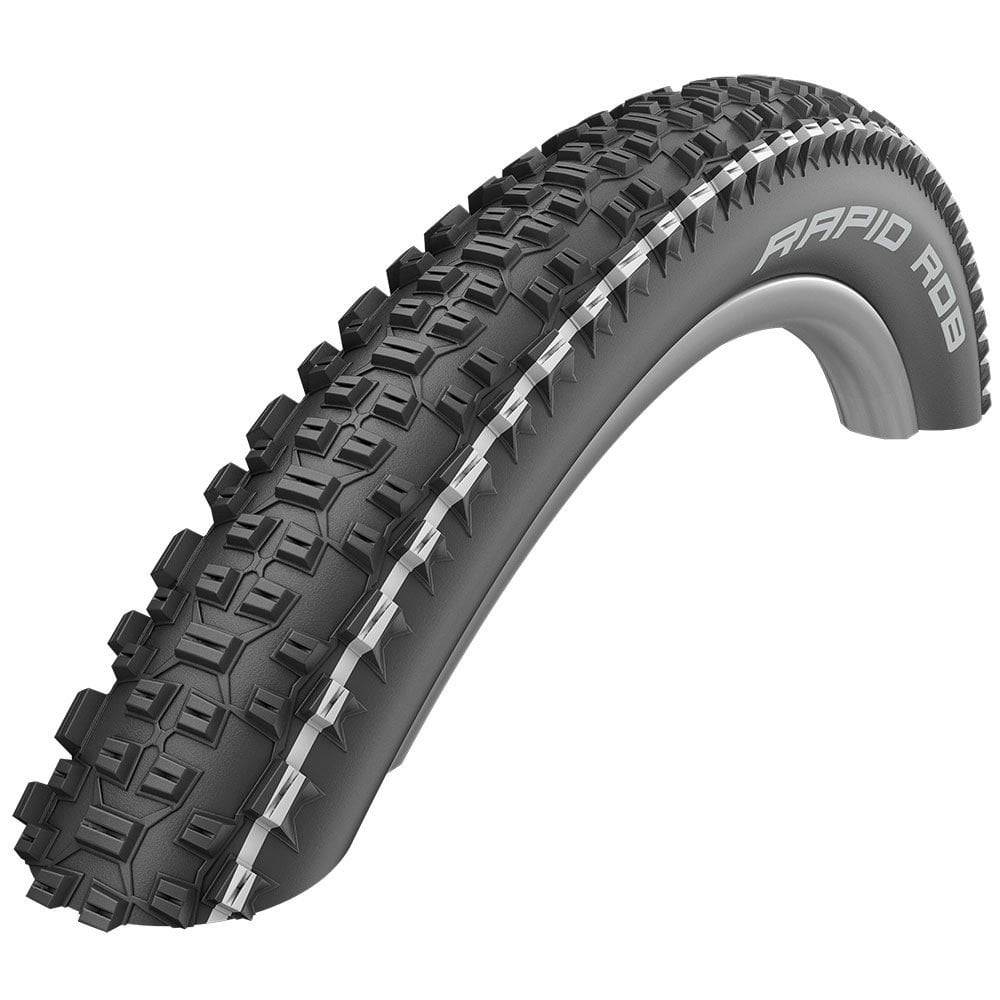 Schwalbe Rapid Rob K-Guard MTB tire with puncture-resistant tread, designed for trail and mountain biking.