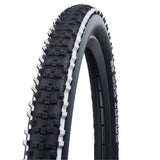 Schwalbe Smart Sam Addix Performance mountain bike tyre with rugged tread for road and off-road traction, shown in close-up.
