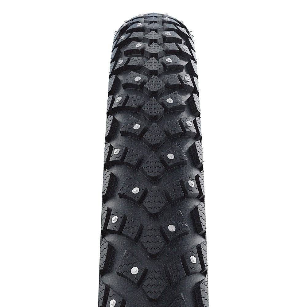 Schwalbe Marathon Winter Plus Smartguard tire with 168 spikes, designed for ice grip and winter cycling.