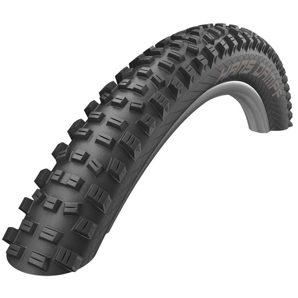Schwalbe Hans Dampf Addix Twin Skin TLR tubeless-ready e-bike tire with folding bead, showing the tread pattern and sidewall branding.