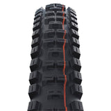 Schwalbe Big Betty Evo Super Trail folding TLE tyre for downhill and enduro riding, showcasing rugged tread and sidewall details.
