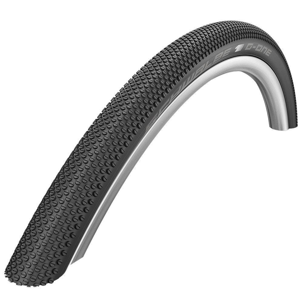 Schwalbe G-One Allround Addix RaceGuard gravel and e-bike tyre with folding bead, suitable for bikes up to 25kph, close-up view