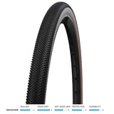 Schwalbe G-One Allround Addix RaceGuard gravel and e-bike folding tyre with tread pattern, suitable for up to 25kph riding.