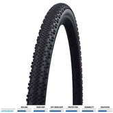 Schwalbe G-One Bite Evo tubeless-ready gravel and off-road folding tyre mounted on a bicycle wheel.