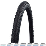 Schwalbe G-One Bite Evo tubeless-ready gravel and off-road folding tyre mounted on a bicycle wheel.