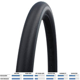 Schwalbe G-One Speed RaceGuard gravel and rough road racing tire with folding design and tread pattern for off-road cycling.