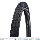 Schwalbe Marathon Mondial Evo touring e-bike tire with puncture resistance, suitable for e-bike ready touring bikes.