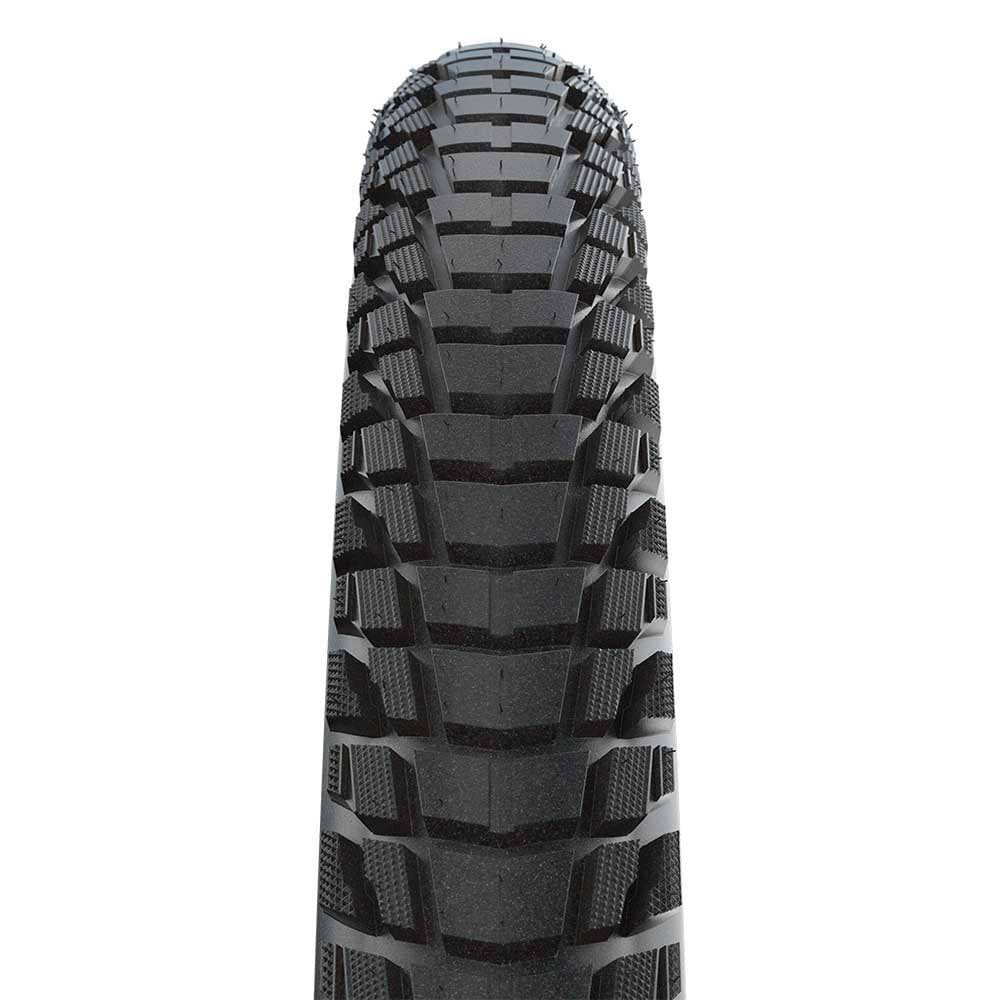 Schwalbe Marathon Plus Tour puncture-resistant touring bike tyre with dualguard casing, shown in close-up view.