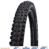 Schwalbe Magic Mary Snakeskin Soft Folding TLE downhill and enduro mountain bike tyre with textured snakeskin pattern.