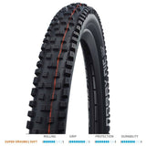 Schwalbe Nobby Nic Super Ground Soft folding MTB tyre with tubeless E-bike readiness, suitable for mountain biking components.