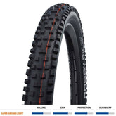 Schwalbe Nobby Nic Super Ground soft folding MTB tire for tubeless e-bike, showing tread pattern and sidewall design.