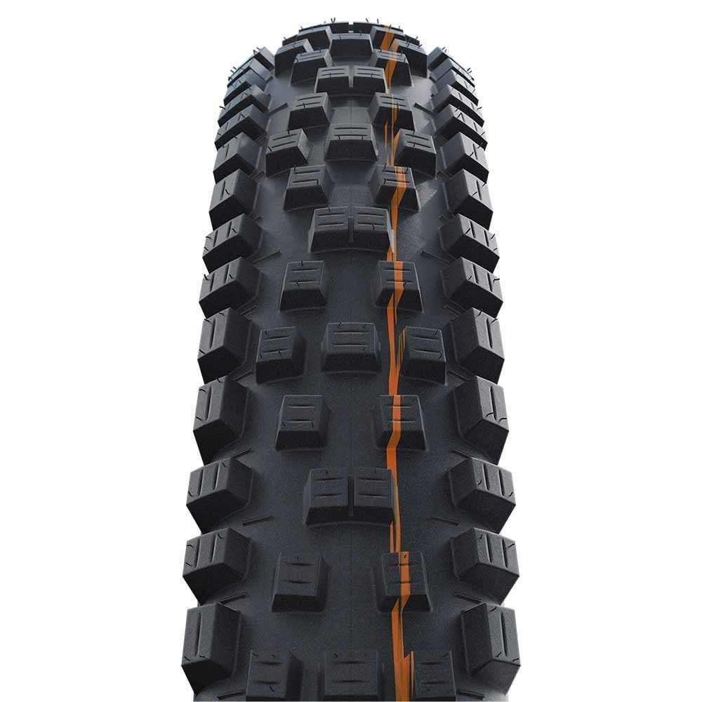 Schwalbe Nobby Nic Super Ground Soft folding MTB tyre for tubeless E-bike ready, showing the tread pattern and sidewall details.