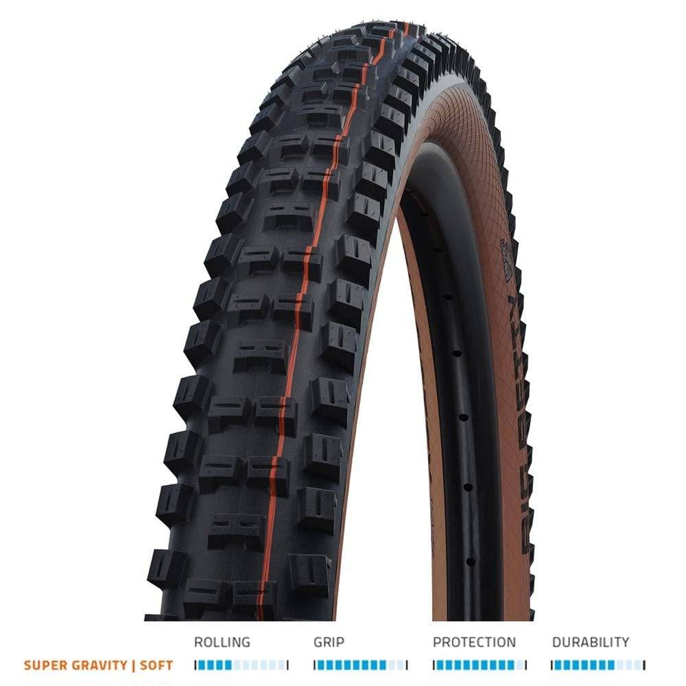 Schwalbe Big Betty Evo Super Gravity MTB tire with Addix Soft compound, folding TLE design for downhill and enduro e-bike riding.