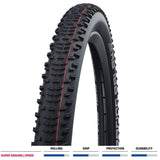 Schwalbe Racing Ralph Evo Super Ground MTB tire for E-bike, showing the knobby tread pattern and sidewall branding.