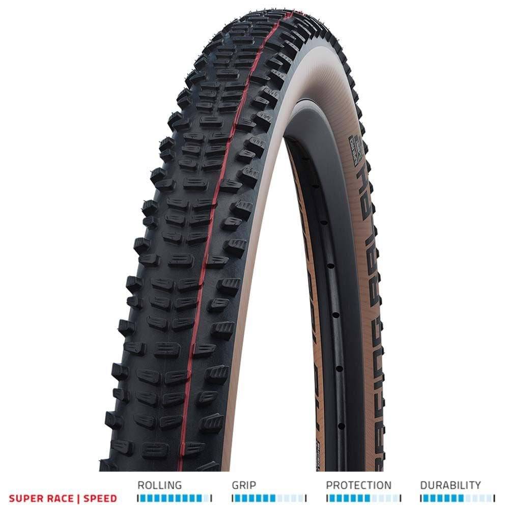 Schwalbe Racing Ralph folding tire for e-bikes, showing the tread pattern and sidewall branding for performance cycling.