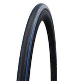 Schwalbe Lugano II road tire with K-Guard puncture protection and silica compound, shown mounted on a bike wheel.