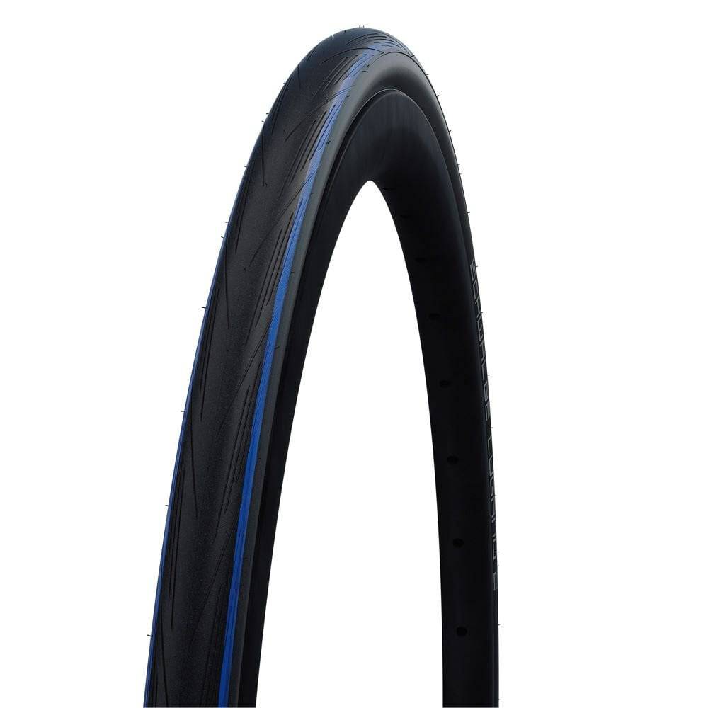 Schwalbe Lugano II folding tyre with K-Guard puncture protection for road bikes, showing tread pattern and sidewall details.