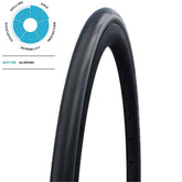 Schwalbe One Performance Raceguard tubeless easy tire for e-bikes, 700x25 size, featuring a sleek black rubber surface with tread pattern.