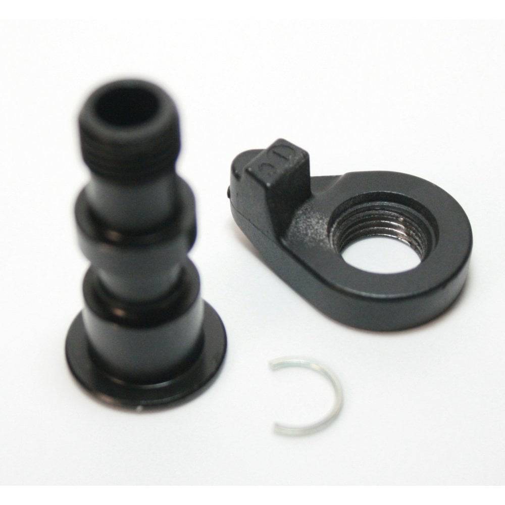 Shimano RD-M7100 bracket axle unit replacement part for rear derailleur, showing close-up of component and mounting details.