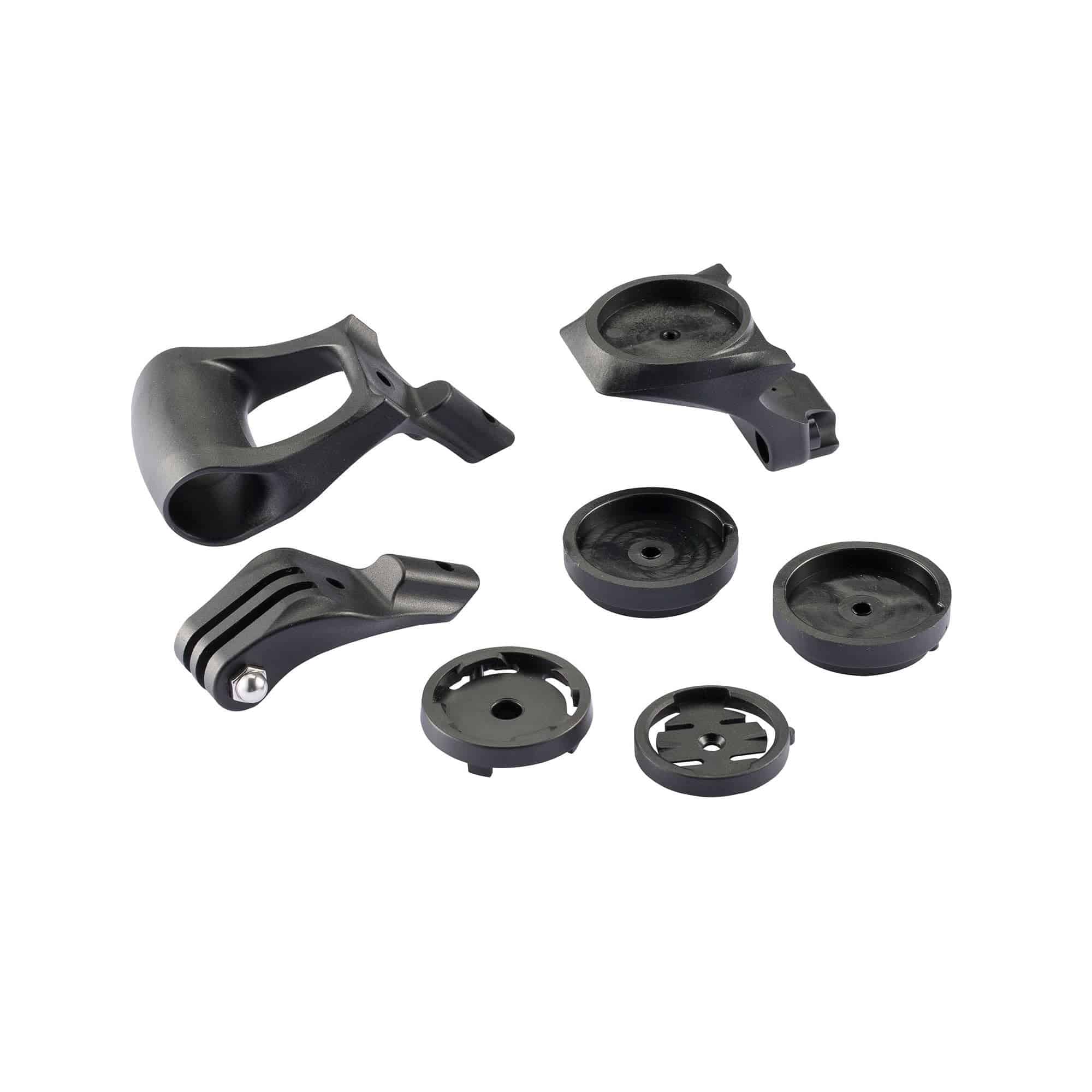 Giant adapter pack for hydraulic disc brake mounts, compatible with lights, computers, and GoPro accessories.