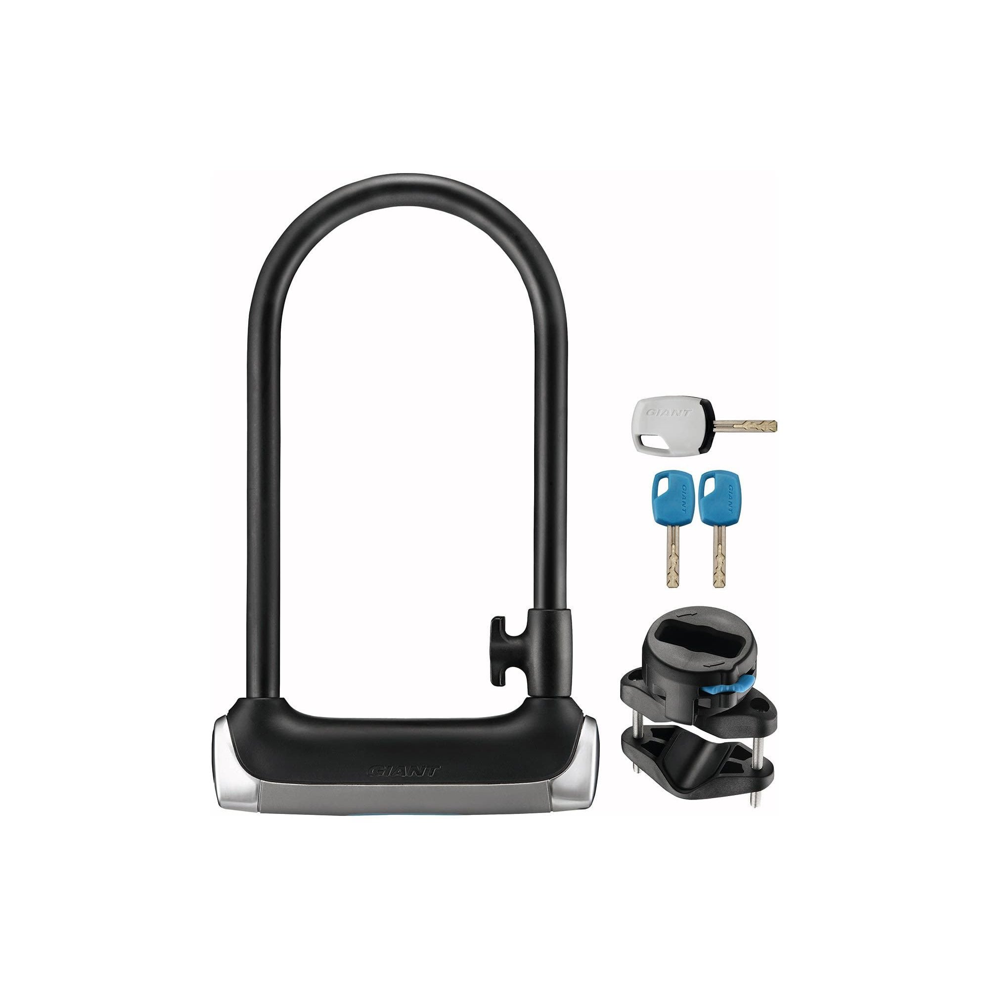 Giant Surelock Protector 1 cable lock with X4p Quattro bolt and Gold Sold Secure badge, shown coiled with key mechanism visible.